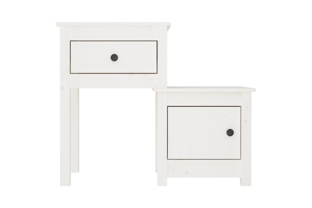 Table de chevet Blanc 79,5x38x65,5 cm Bois de pin massif