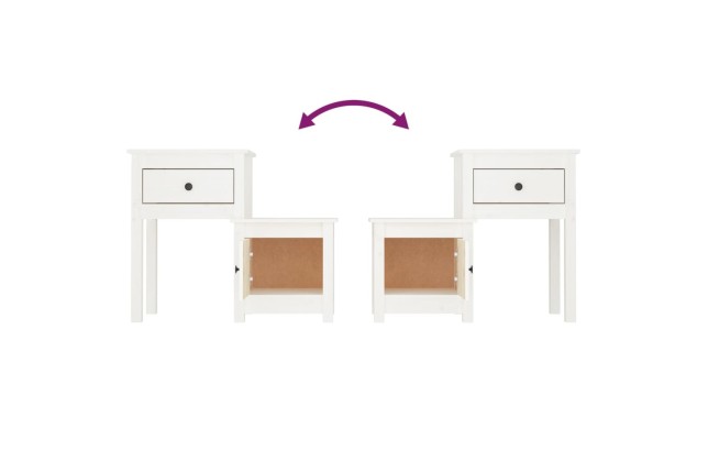 Table de chevet Blanc 79,5x38x65,5 cm Bois de pin massif