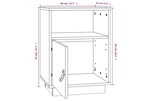 Table de chevet Marron miel 40x34x55 cm Bois de pin massif