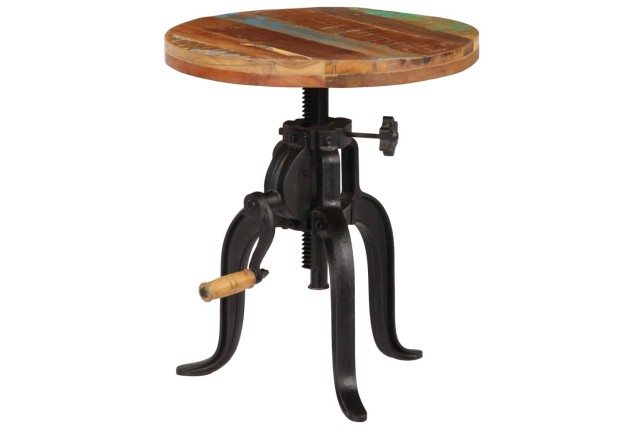 Table d'appoint 45x (45-62) cm Bois de récupération et fonte