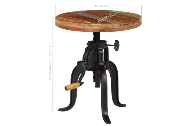 Table d'appoint 45x (45-62) cm Bois de récupération et fonte