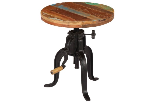 Table d'appoint 45x (45-62) cm Bois de récupération et fonte
