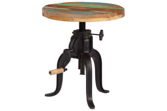 Table d'appoint 45x (45-62) cm Bois de récupération et fonte