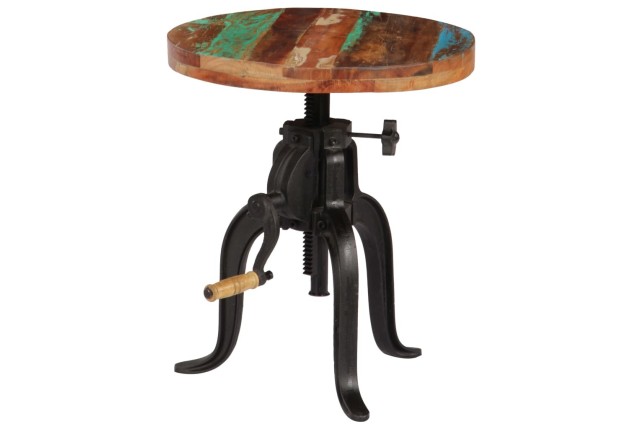 Table d'appoint 45x (45-62) cm Bois de récupération et fonte