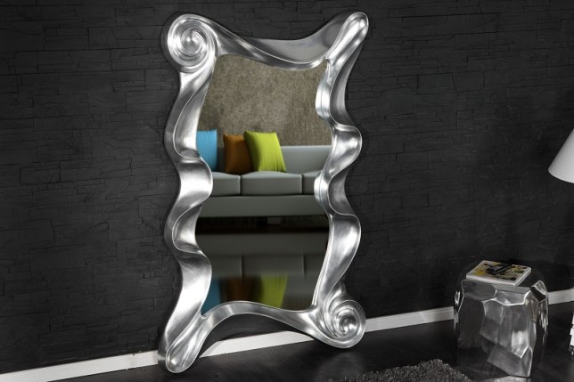 Miroir mural moderne en polyresine teinté argent