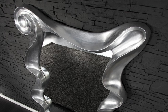 Miroir mural moderne en polyresine teinté argent
