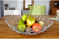 Corbeille de fruit moderne en métal argenté