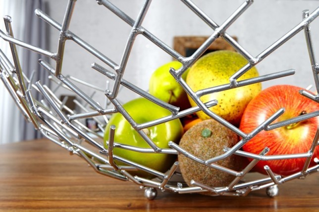 Corbeille de fruit moderne en métal argenté