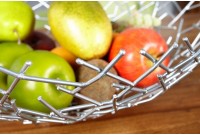 Corbeille de fruit moderne en métal argenté