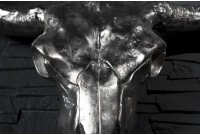 Trophée mural Crâne de taureau en aluminium argenté