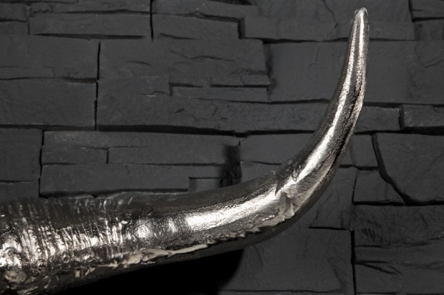 Trophée mural Crâne de taureau en aluminium argenté