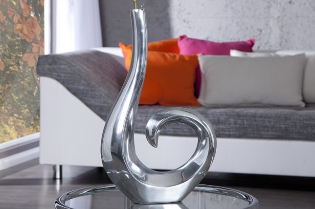 Vase décoratif 50 cm en boucle teinté argenté