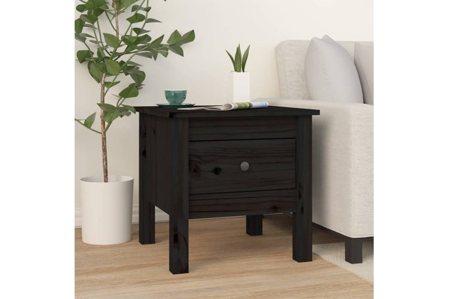 Table d'appoint Noir 40x40x39 cm Bois massif de pin