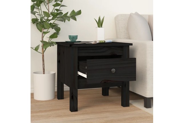 Table d'appoint Noir 40x40x39 cm Bois massif de pin