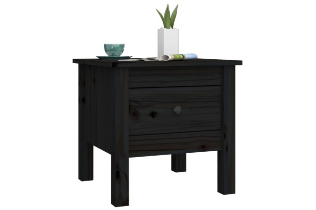 Table d'appoint Noir 40x40x39 cm Bois massif de pin