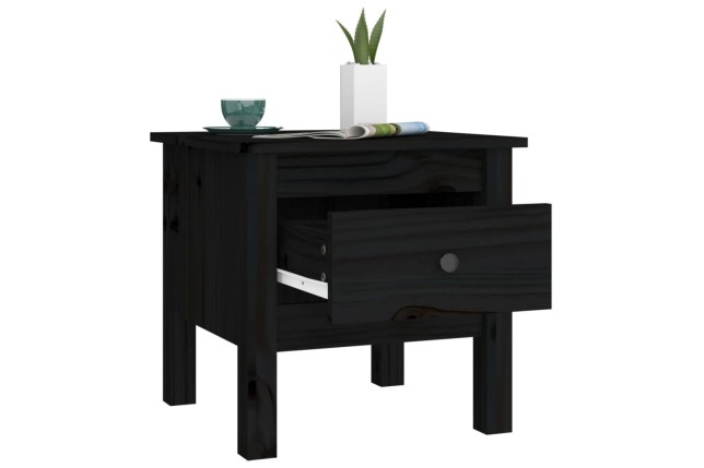 Table d'appoint Noir 40x40x39 cm Bois massif de pin