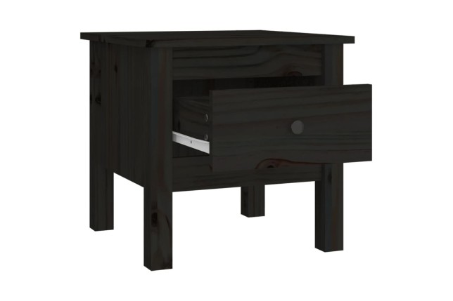 Table d'appoint Noir 40x40x39 cm Bois massif de pin
