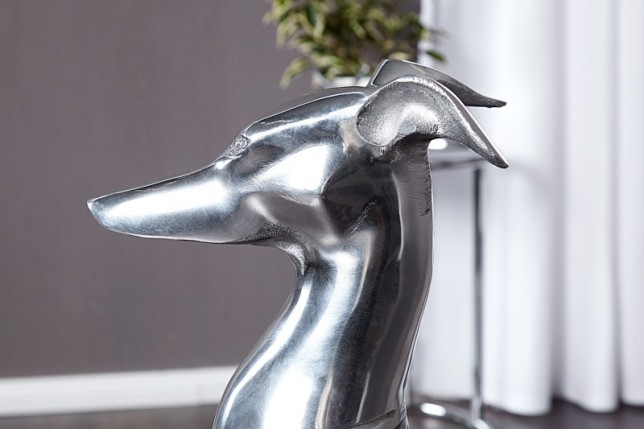Statue design Chien assis 70 cm en aluminium argenté