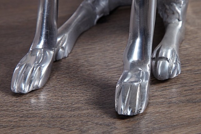 Statue design Chien assis 70 cm en aluminium argenté