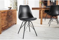 Lot de 4 chaises moderne alliant simili cuir noir laqué et métal