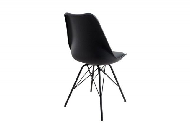 Lot de 4 chaises moderne alliant simili cuir noir laqué et métal