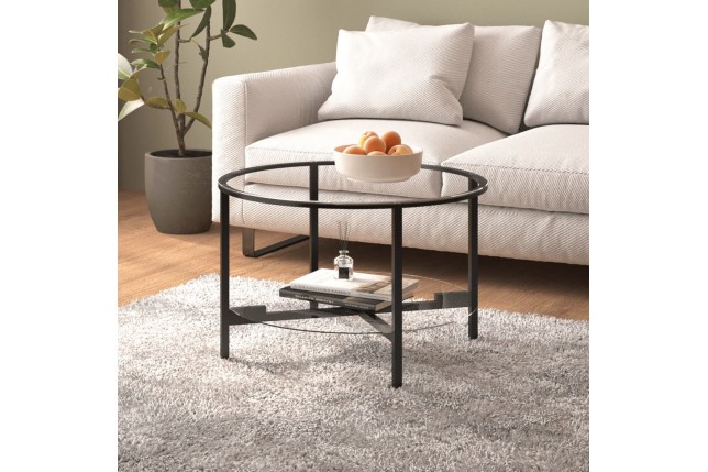 Table à thé Noir et transparent 70 cm Verre trempé
