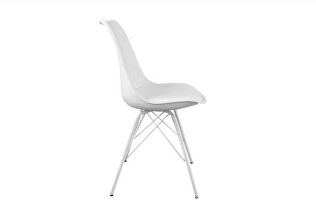 Chaises rétro en simili cuir blanc