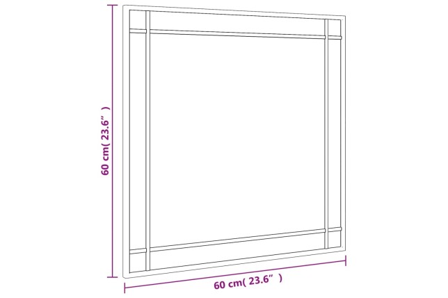 Miroir mural noir 60x60 cm carré fer