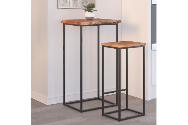 Table d'appoint 50x40x2,5cm bois massif acacia bordure assortie