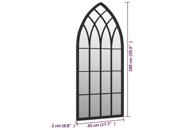 Miroir Noir 100x45 cm Fer pour utilisation à l'intérieur