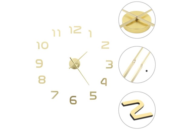 Horloge murale 3D Design moderne 100 cm XXL Doré