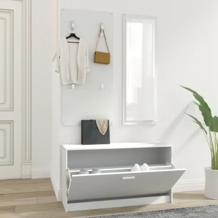 Ensemble d'armoires à chaussures 3-en-1 Blanc 