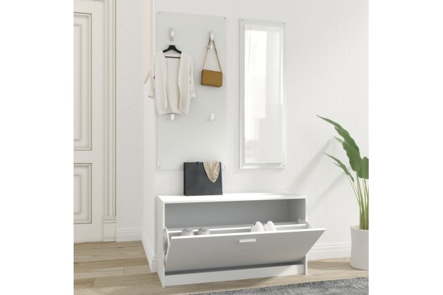 Ensemble d'armoires à chaussures 3-en-1 Blanc 