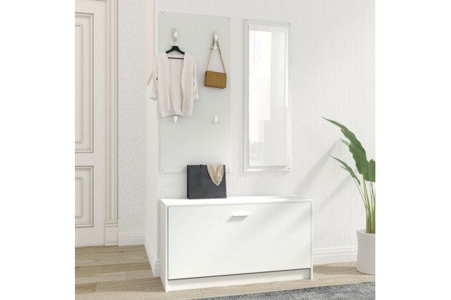 Ensemble d'armoires à chaussures 3-en-1 Blanc 