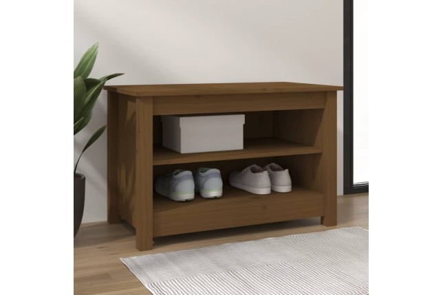 Banc à chaussures Marron miel 70x38x45,5 cm Pin massif