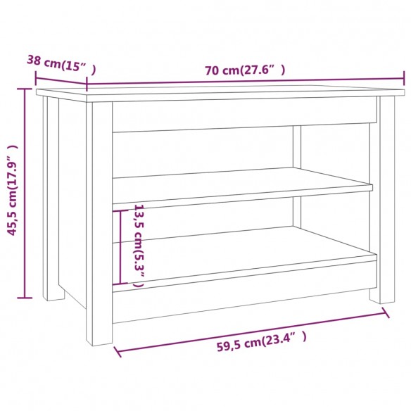 Banc à chaussures Marron miel 70x38x45,5 cm Pin massif