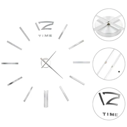 Horloge murale 3D Design moderne 100 cm XXL Argenté 2