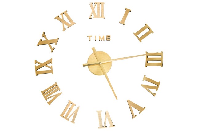 Horloge murale 3D Design moderne Doré 100 cm XXL