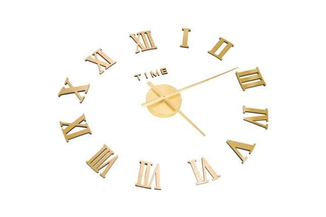 Horloge murale 3D Design moderne Doré 100 cm XXL