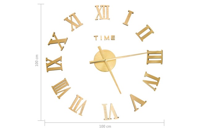 Horloge murale 3D Design moderne Doré 100 cm XXL