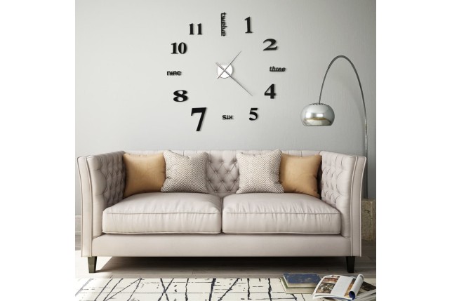 Horloge murale 3D Design moderne 100 cm XXL Noir