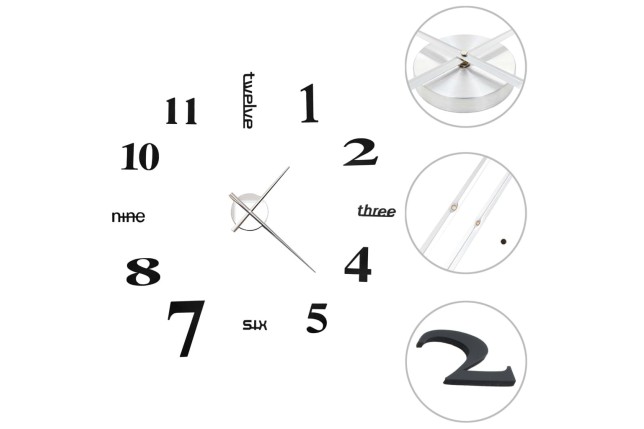 Horloge murale 3D Design moderne 100 cm XXL Noir