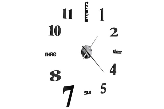 Horloge murale 3D Design moderne 100 cm XXL Noir