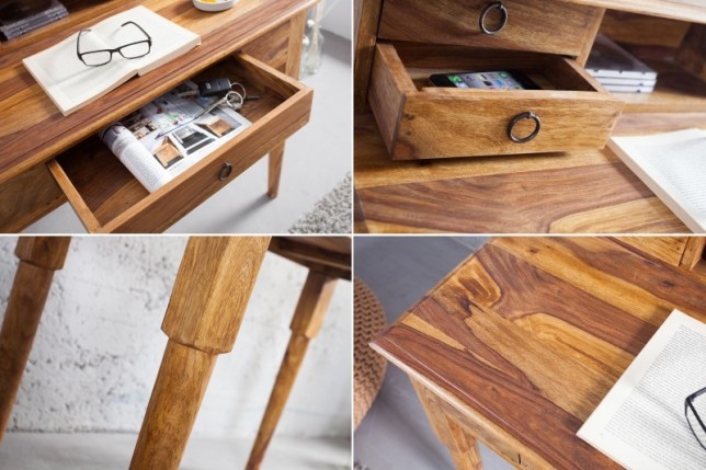 Bureau de 90 cm moderne avec rangement en bois massif