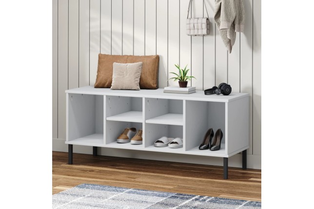 Étagère à chaussures pieds en métal Blanc 106x35x45cm Bois OSLO