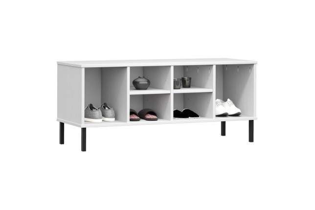 Étagère à chaussures pieds en métal Blanc 106x35x45cm Bois OSLO