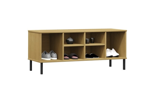Étagère à chaussures pieds en métal Brun 106x35x45 cm Bois OSLO