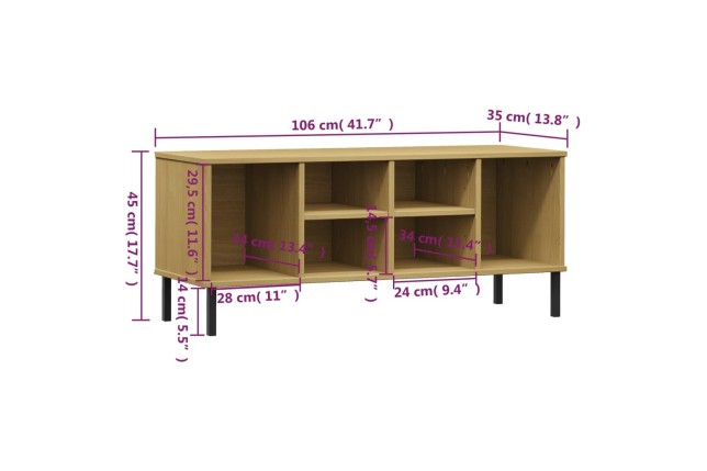 Étagère à chaussures pieds en métal Brun 106x35x45 cm Bois OSLO