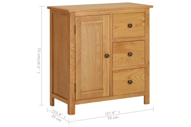 Armoire 70x35x75 cm Bois de chêne massif