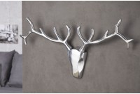 Trophée mural design Tête de Cerf 90 cm en aluminium argenté
